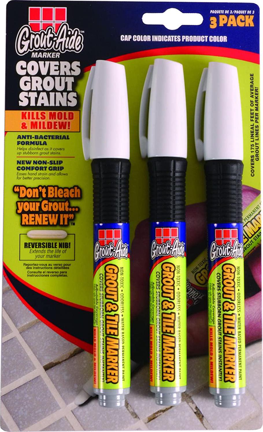 Grout Aide, Grout-Aide Grout and Tile Marker, Black (3 Pack) Restore Your Grout