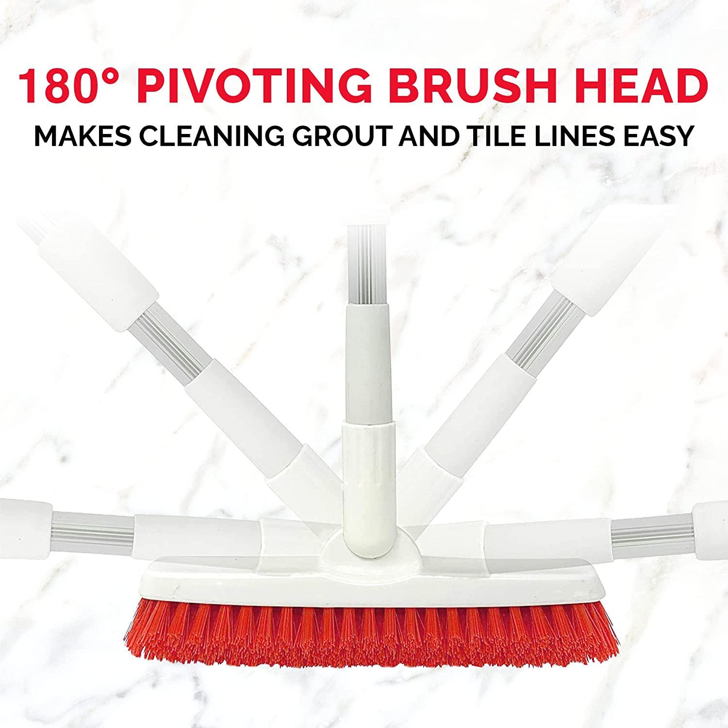 Fox Trot, Grout Brush with Short Handle for Tile Floors - Extendable up to 39 - Shower Scrubber for Cleaning Tile Grout - Shower Cleaning Brush and Floor Scrub Brush with Short Handle by Foxtrot Living