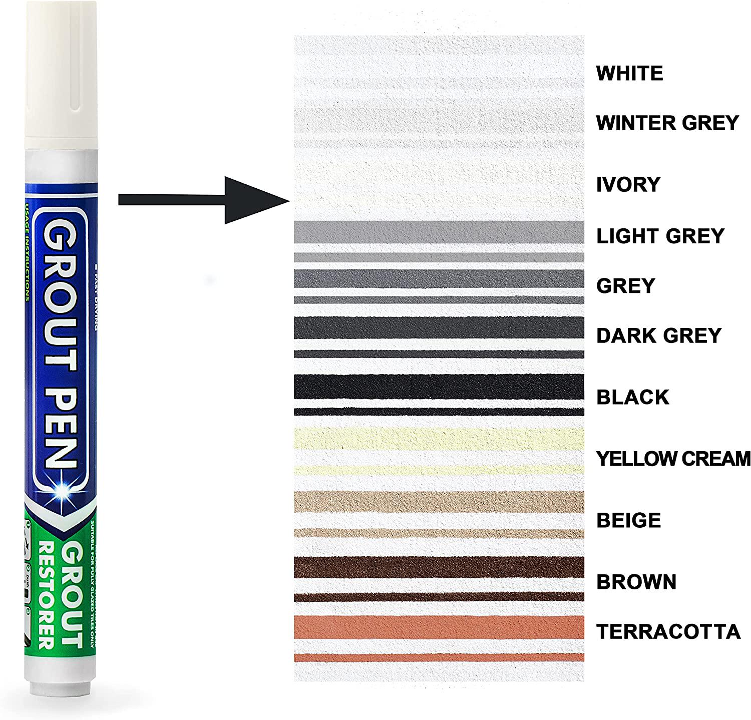 RAINBOW CHALK MARKERS LTD, Grout Pen - Ivory - Restore The Look of Kitchen and Bathroom Tile Grout Lines Clean and Whiten Floor, Wall, Counter, Shower, Sink DIY Easy.