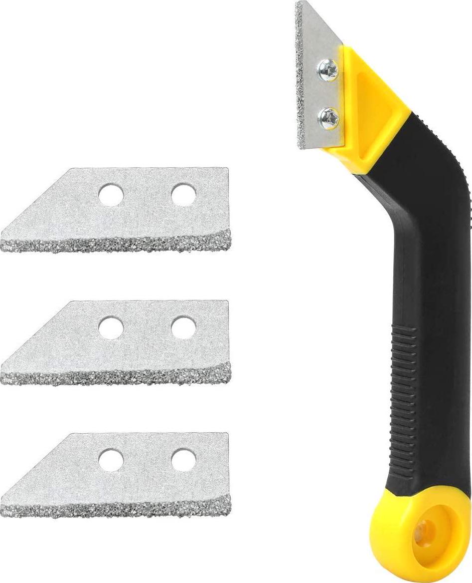 Zhichengbosi, Grout Remover Tile Grout Saw Angled Grout Scraping Rake Tool with 3 Pieces Extra Replacement Blades for Tile Cleaning