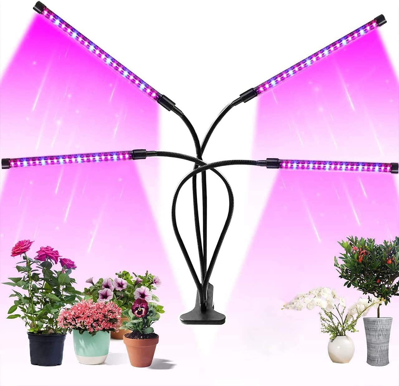 Jijitayo, Grow Lamp for Indoor Plants with 3 Spectrum Models 4 Heads LED Grow Light with Timing Setting