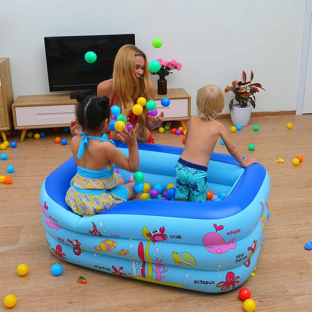 WateBom, Inflatable Family Swimming Center Pool with Inflatable Soft Floor, 51 Inches Ocean World Kids Swimming Pool…