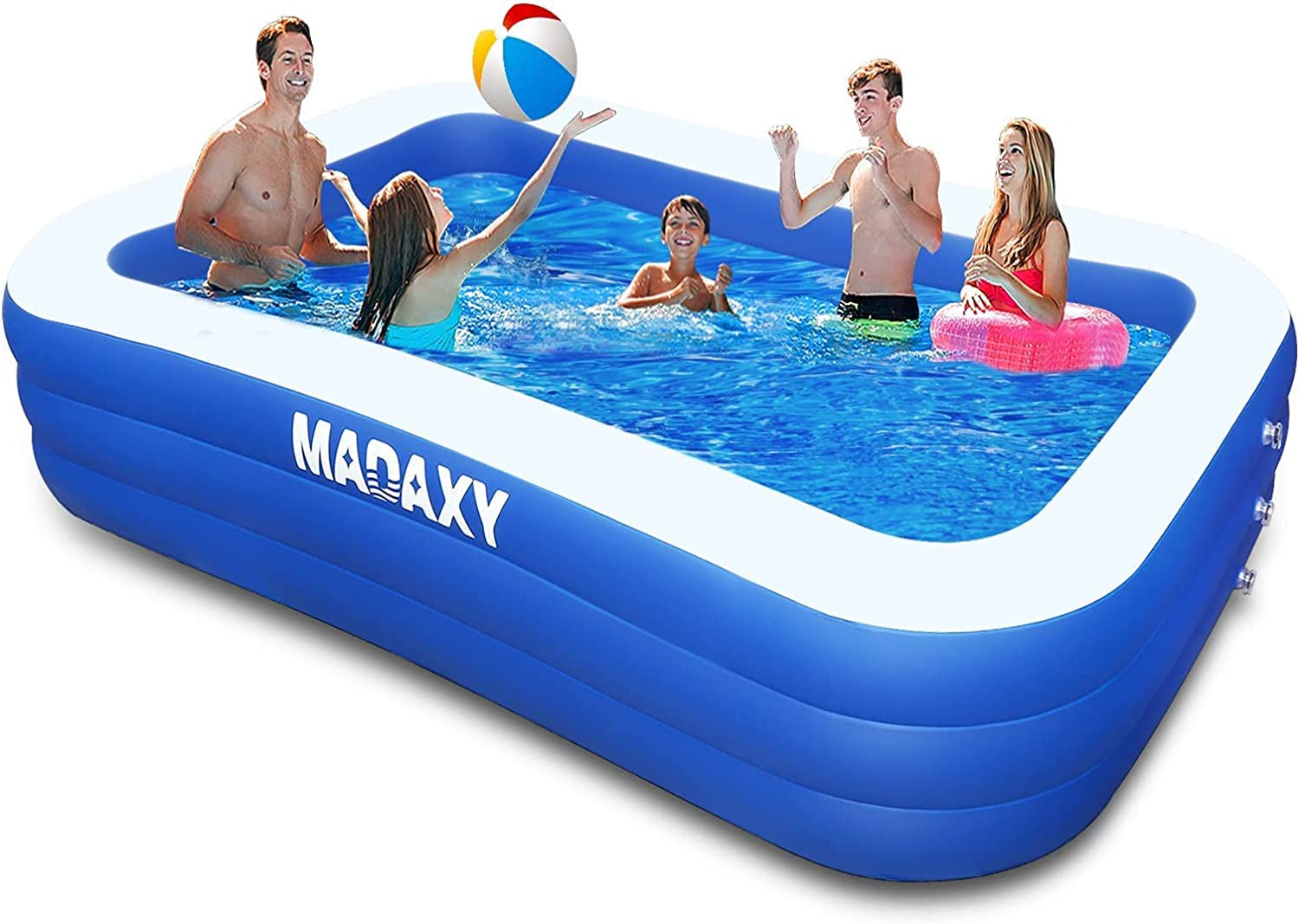 MADAXY, Inflatable Pool, MADAXY Swimming Pool for Kids and Adults, 120" X 72" X 22" Oversized Thickened Family Inflatable Pool for Kids, Toddlers, Adults, Outdoor, Garden, Backyard, Summer Water Party